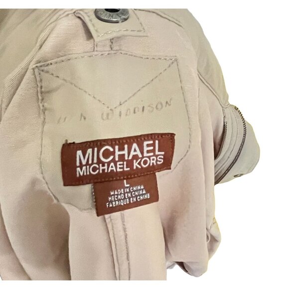 Michael Kors Double Jacket Mens Size Large Coat Brown Zip Up Yellow Inner Jacket - Picture 10 of 10